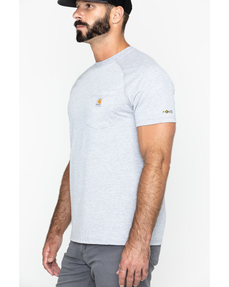 Carhartt Men's Grey Force Cotton Delmont Short Sleeve Work T-Shirt - Big , Heather Grey, hi-res