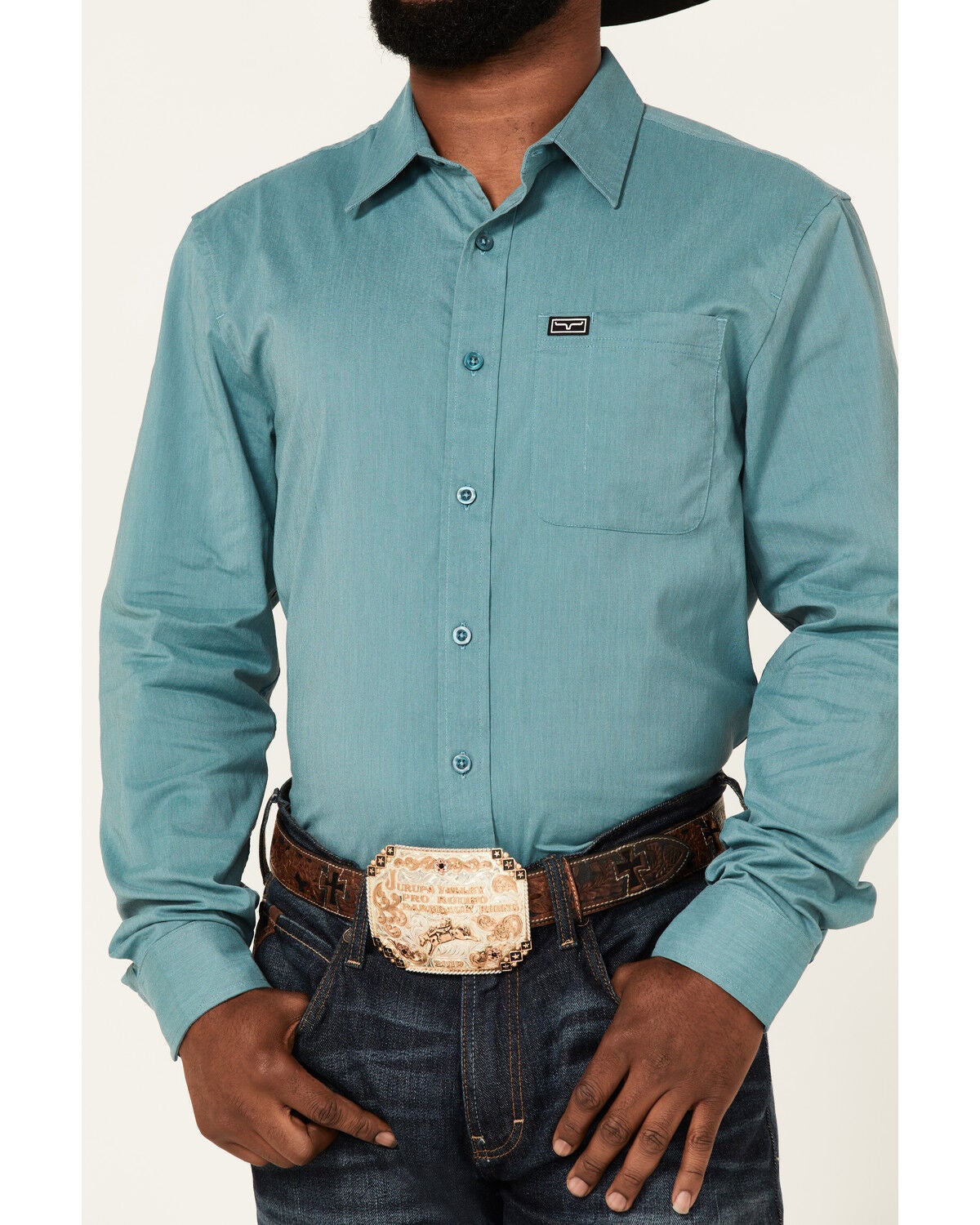 Image #3 - Kimes Ranch Men's Linville Coolmax Button-Down Western Shirt, Blue, hi-res