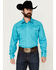 Image #1 - Roper Men's Amarillo Solid Long Sleeve Snap Stretch Western Shirt , Turquoise, hi-res