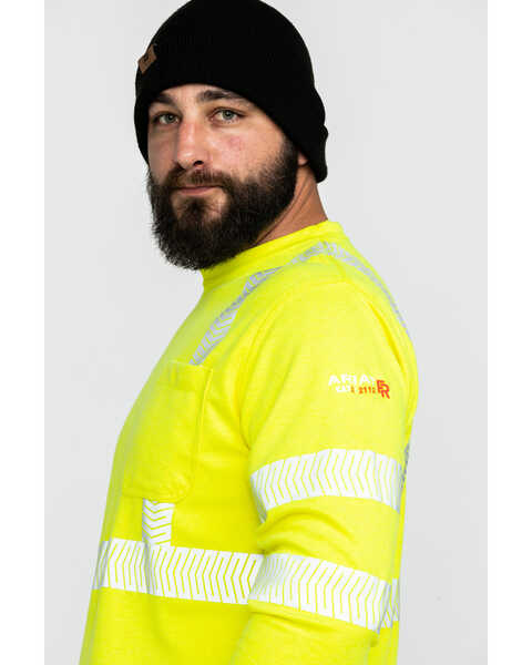 Image #4 - Ariat Men's FR Crew Hi-Vis Long Sleeve Work Shirt , Yellow, hi-res