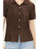 Image #2 - Molly Bracken Women's Short Sleeve Button-Down Shirt, Brown, hi-res