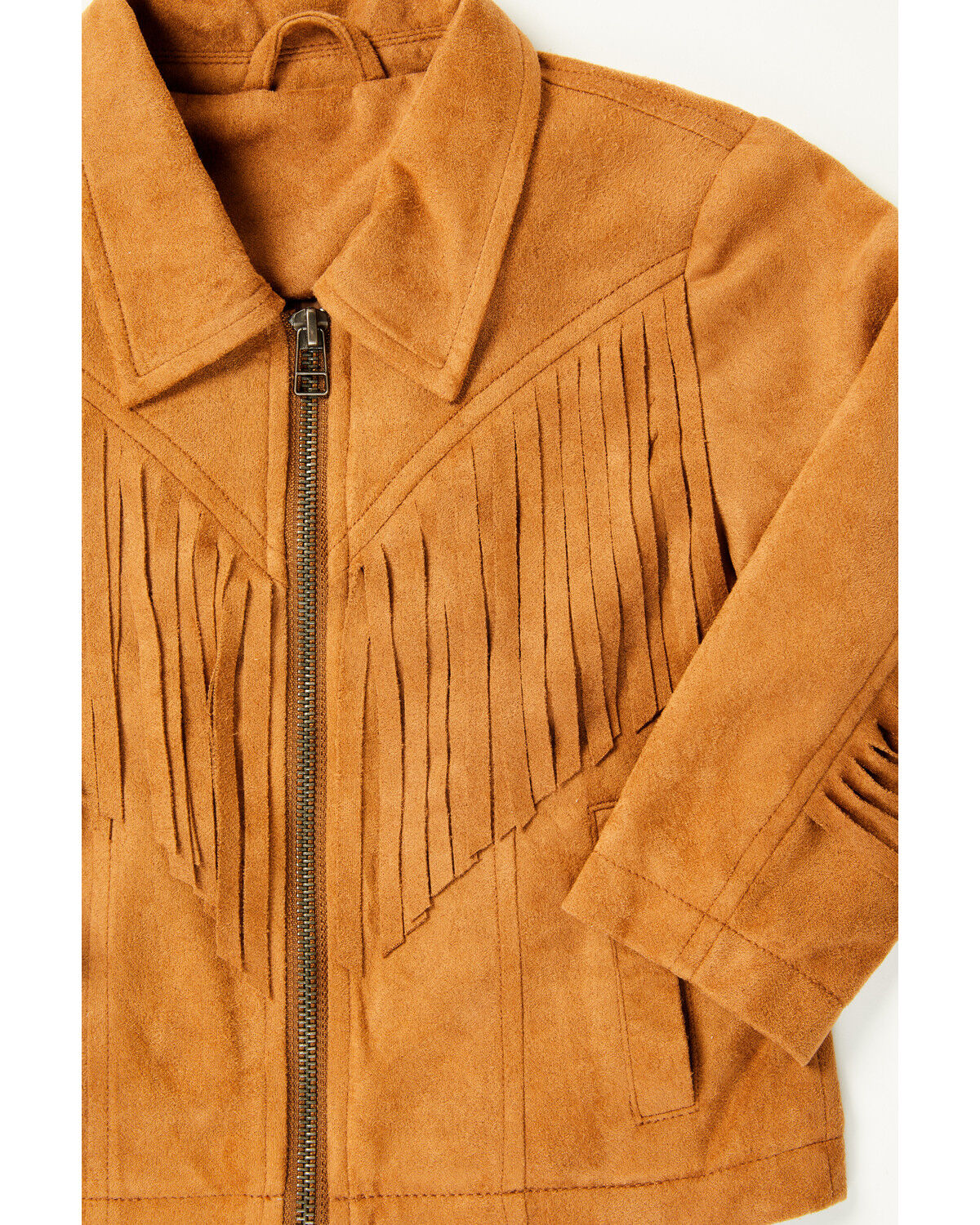 Image #2 - Fonria Toddler Girls' Solid Fringe Jacket, Camel, hi-res