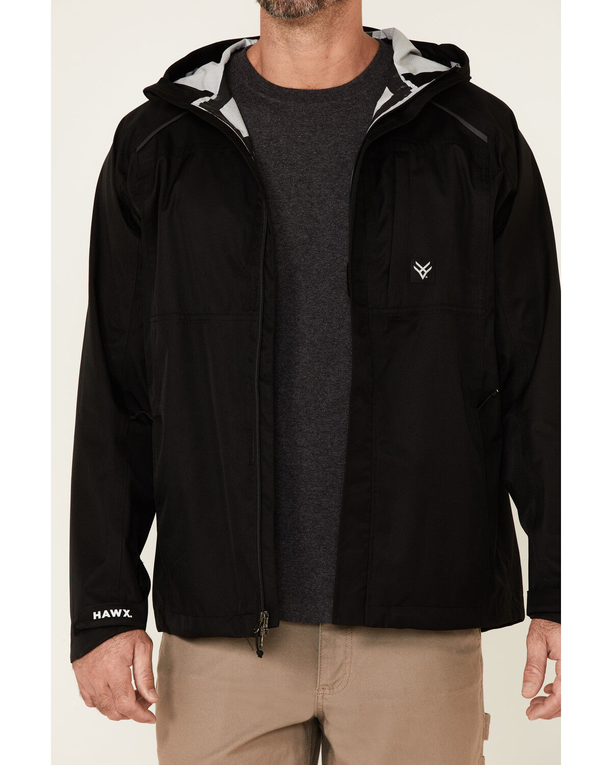 Image #3 - Hawx Men's Pro Elements Zip-Front Hooded Poly-Shell Work Jacket, Black, hi-res