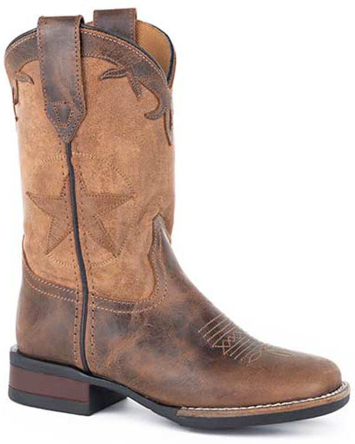 Image #1 - Roper Boys' Monterey Star Western Boots - Broad Square Toe, Brown, hi-res