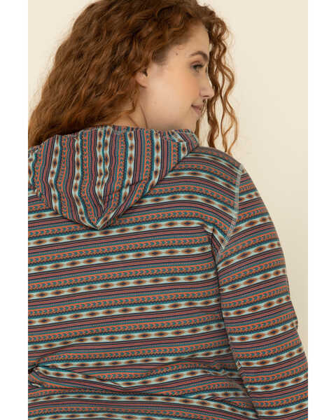 Image #4 - White Label by Panhandle Women's Southwestern Stripe Hoodie Tee - Plus, Multi, hi-res