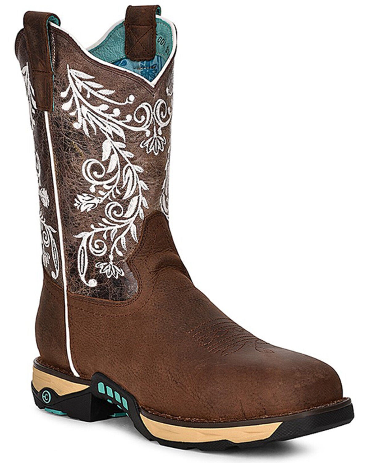 Image #1 - Corral Women's Embroidered Water Resistant Work Boots - Composite Toe, Brown, hi-res