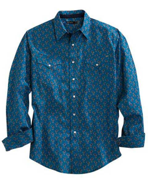 Tin Haul Men's Grid Paisley Print Long Sleeve Western Shirt , Blue, hi-res