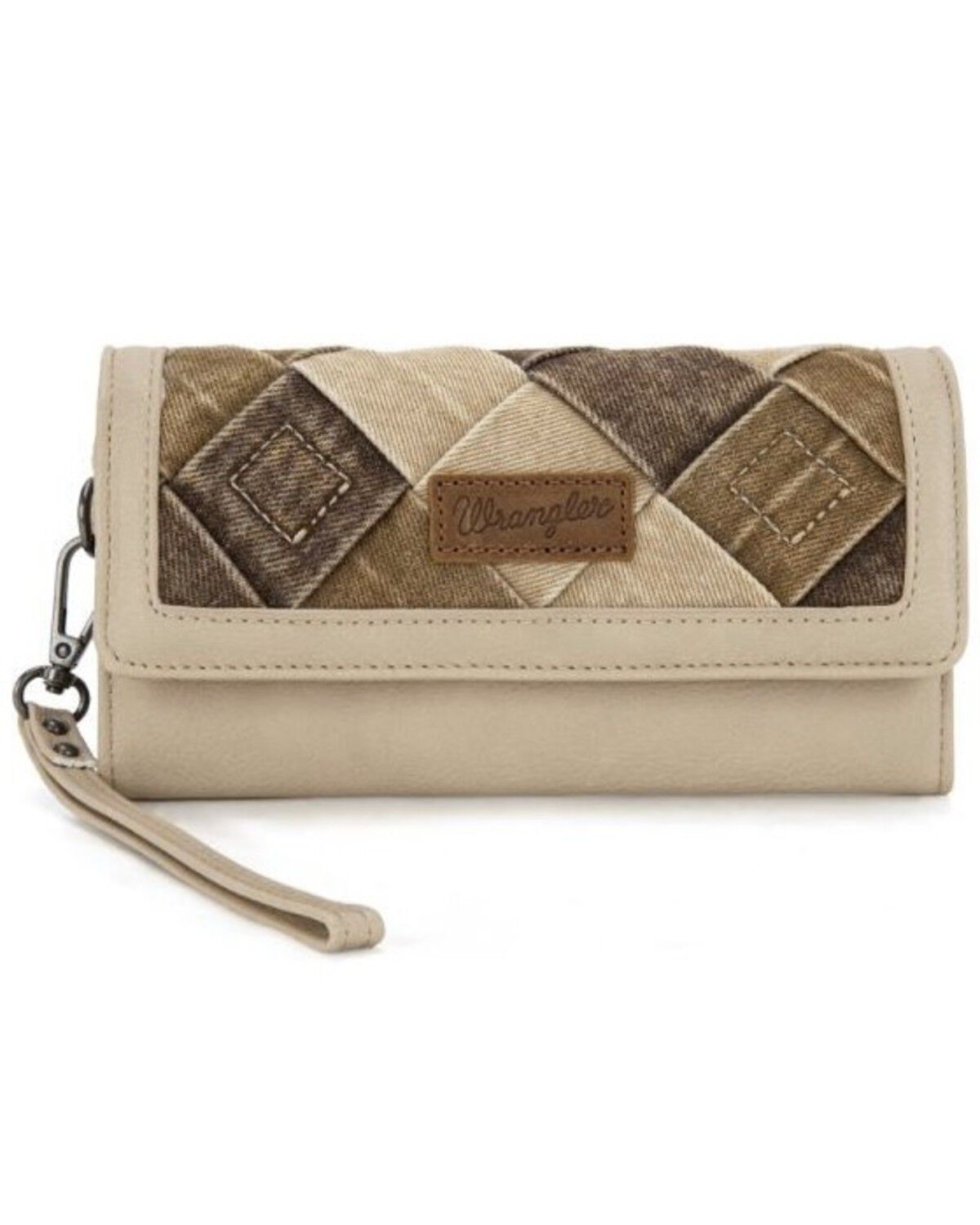 Image #1 - Wrangler Women's Denim Cross Weave Wristlet Wallet, Tan, hi-res