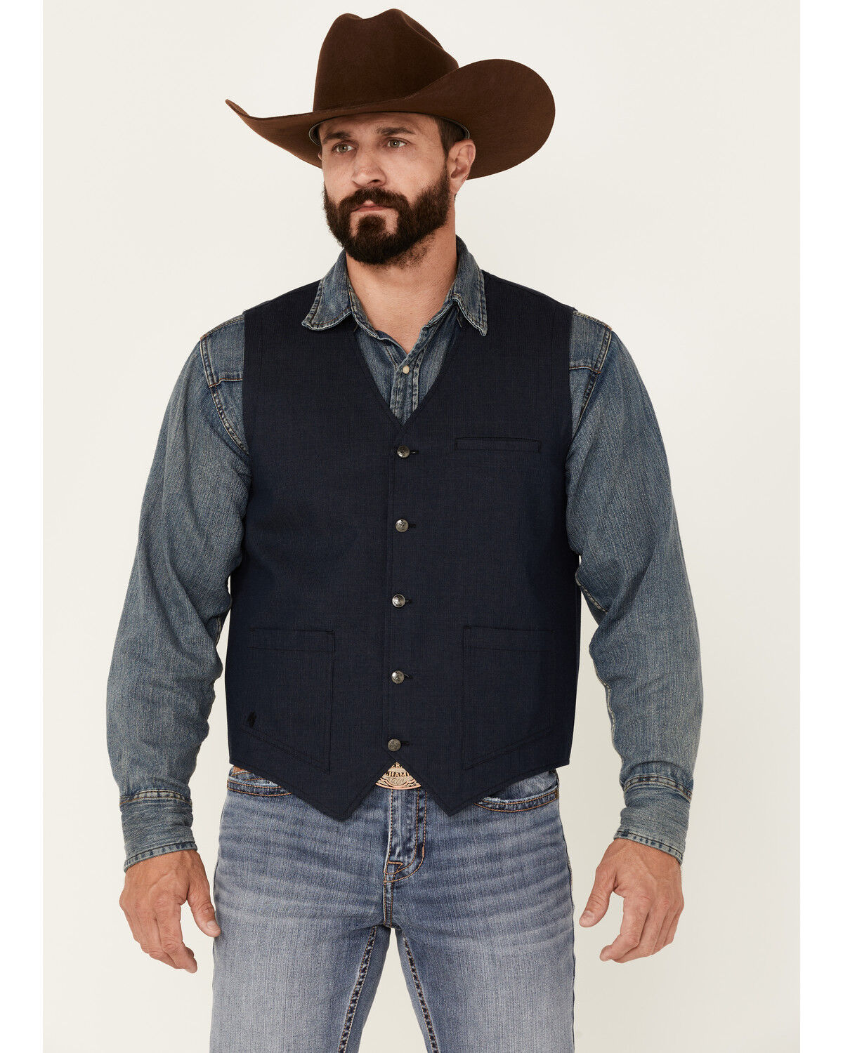 Image #1 - Moonshine Spirit Men's Saloon Textured Solid Button Down Western Vest , , hi-res