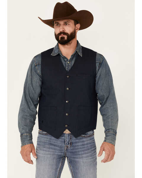 Image #1 - Moonshine Spirit Men's Saloon Textured Solid Button Down Western Vest , Black, hi-res