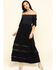 Coco + Jaimeson Women's Smocked Bodice Off The Shoulder Maxi Dress, Navy, hi-res