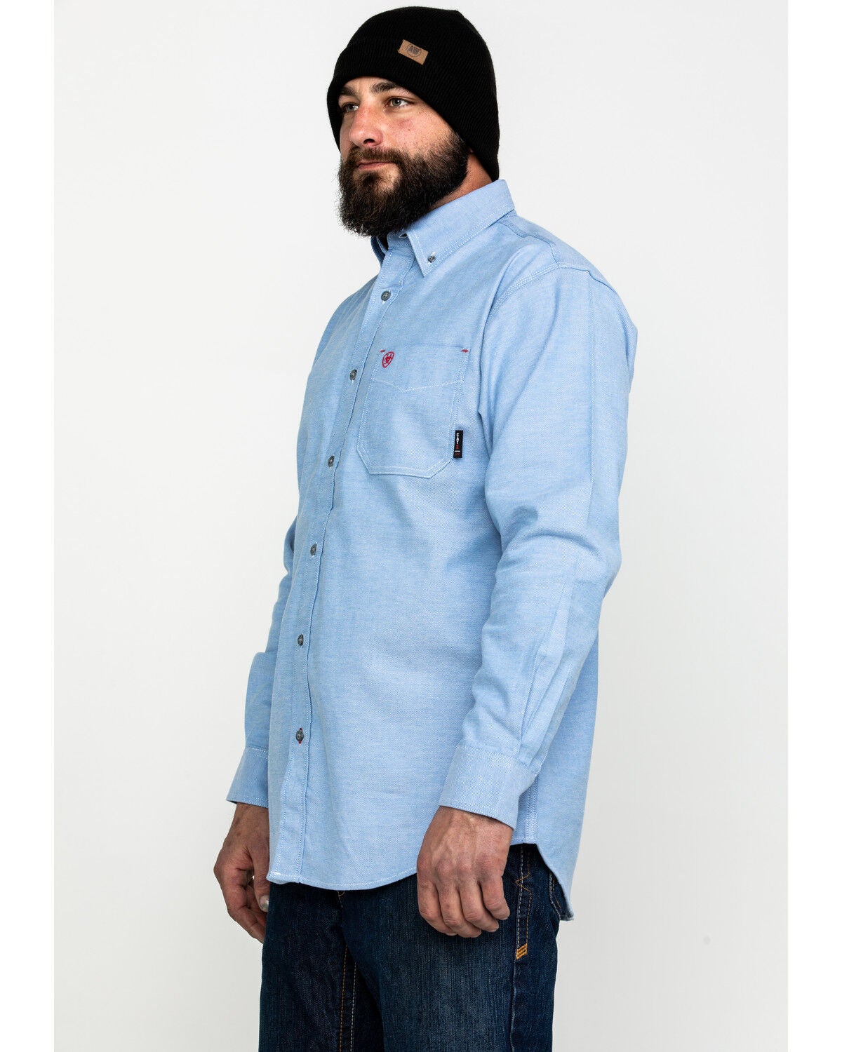 Image #4 - Ariat Men's FR Solid Durastretch Long Sleeve Work Shirt - Big, Blue, hi-res