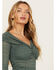 Image #2 - Free People Women's Hold Me Closer Long Sleeve Top , Green, hi-res