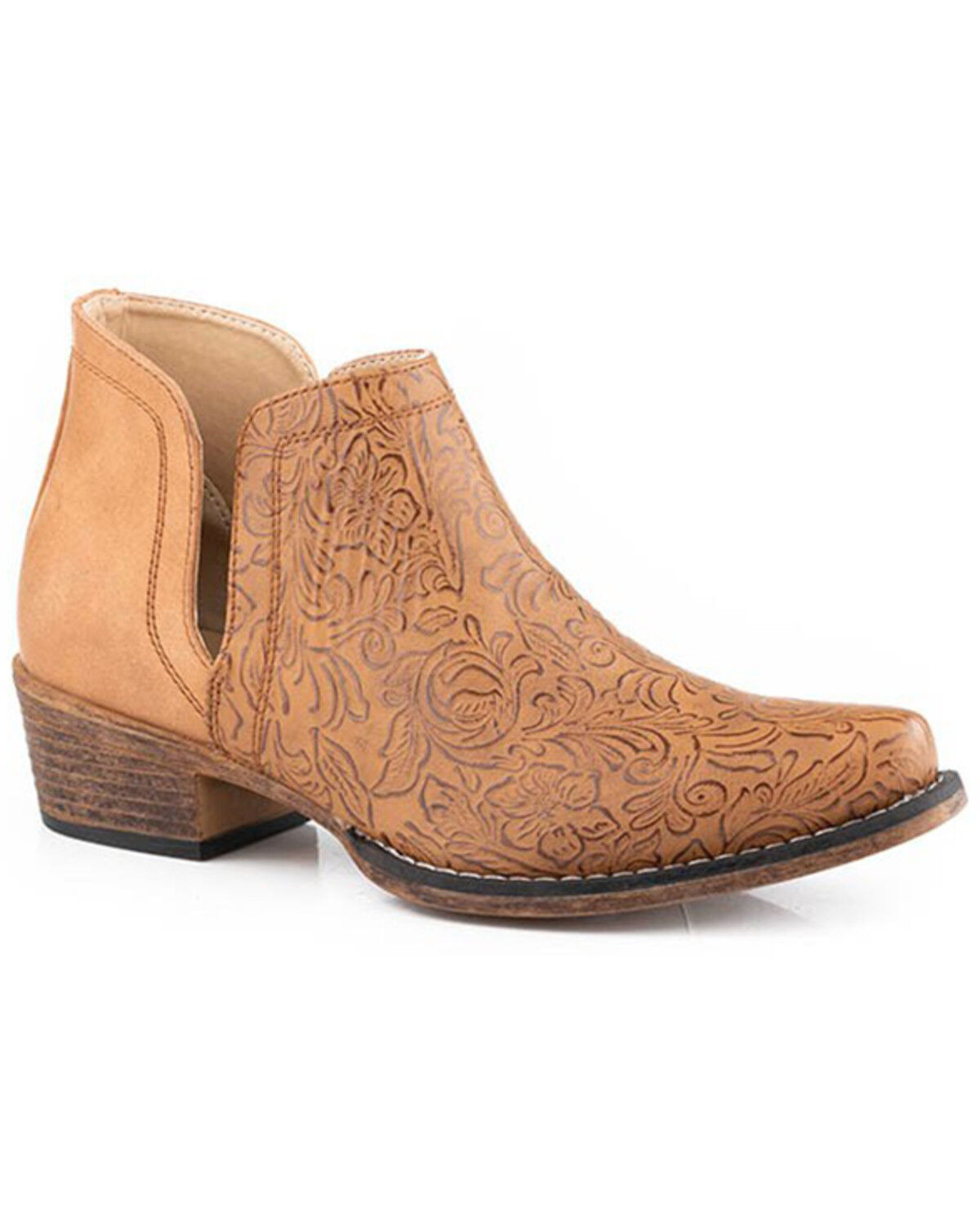 Image #1 - Roper Women's Ava Booties - Snip Toe, Tan, hi-res