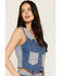 Image #2 - Wrangler Women's Two Tone Sleeveless Button-Down Denim Vest, Blue, hi-res