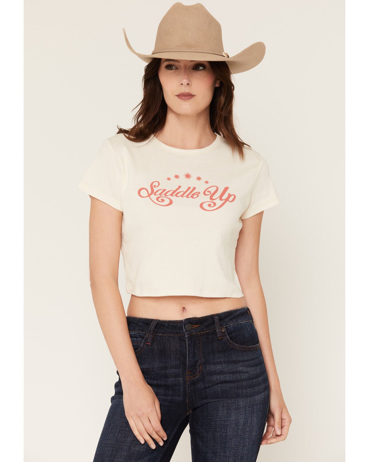 Image #1 - Girl Dangerous Women's Saddle Up Baby Tee, Off White, hi-res