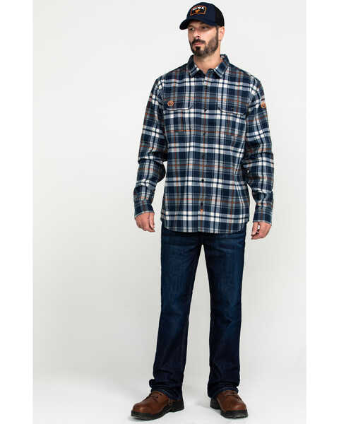 Hawx Men's Blue FR Plaid Long Sleeve Woven Work Shirt - Big , Blue, hi-res