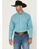Image #1 - Wrangler Men's Plaid Print Long Sleeve Button-Down Stretch Western Shirt, Aqua, hi-res