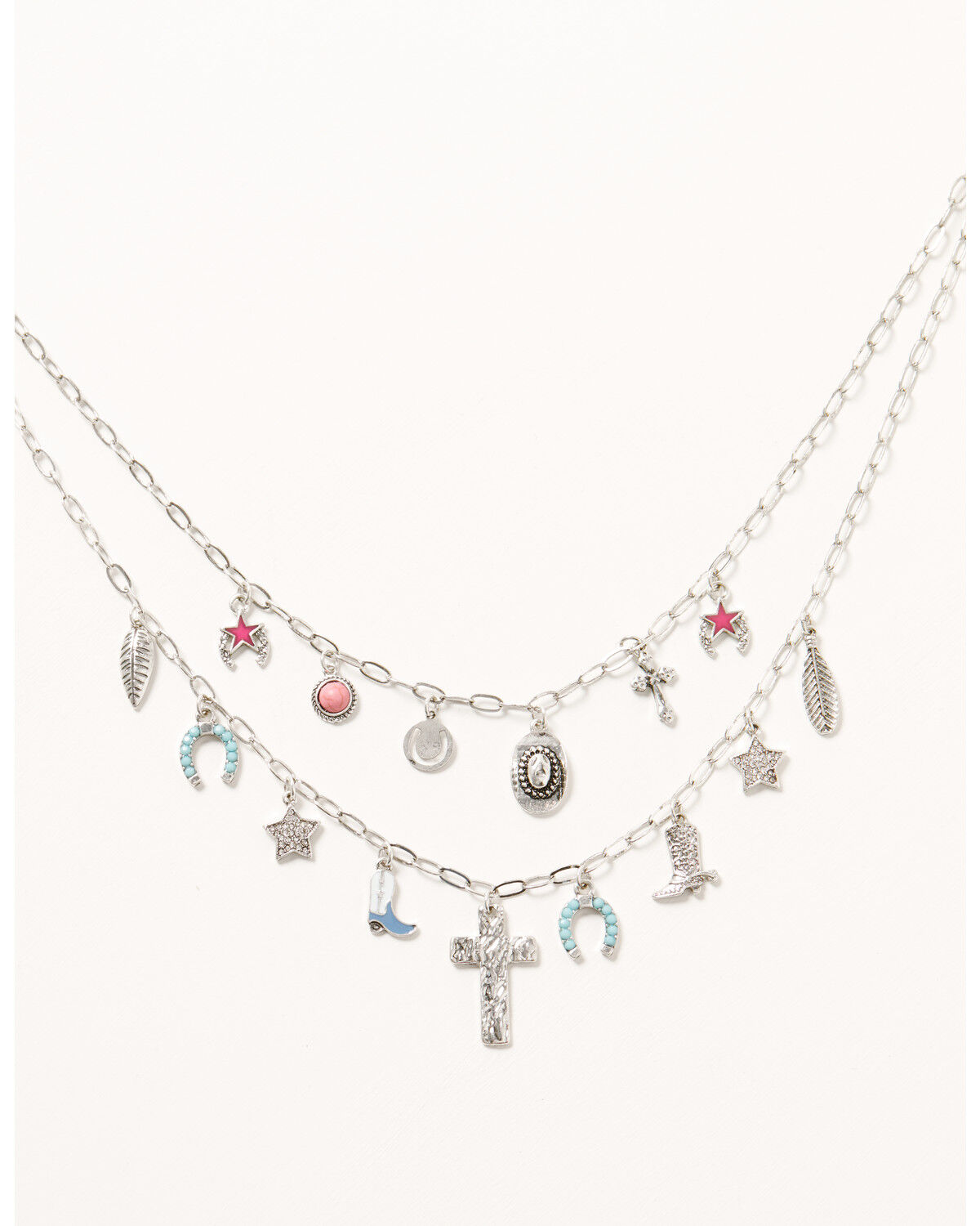 Image #1 - Shyanne Women's Western Charm Layered Necklace, Silver, hi-res