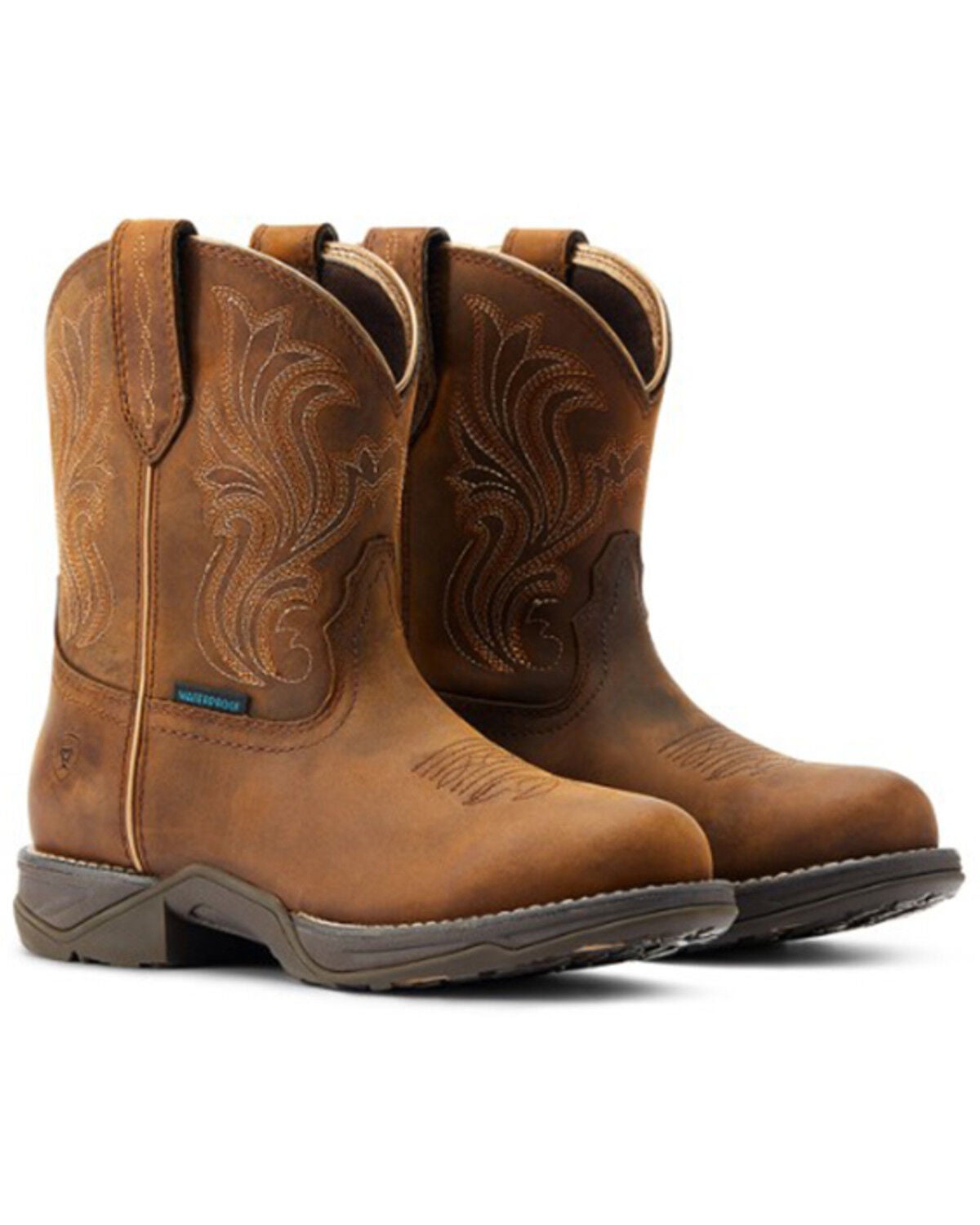 Ariat Women's Anthem Shortie Waterproof Western Performance Boots - Round Toe, Brown, hi-res