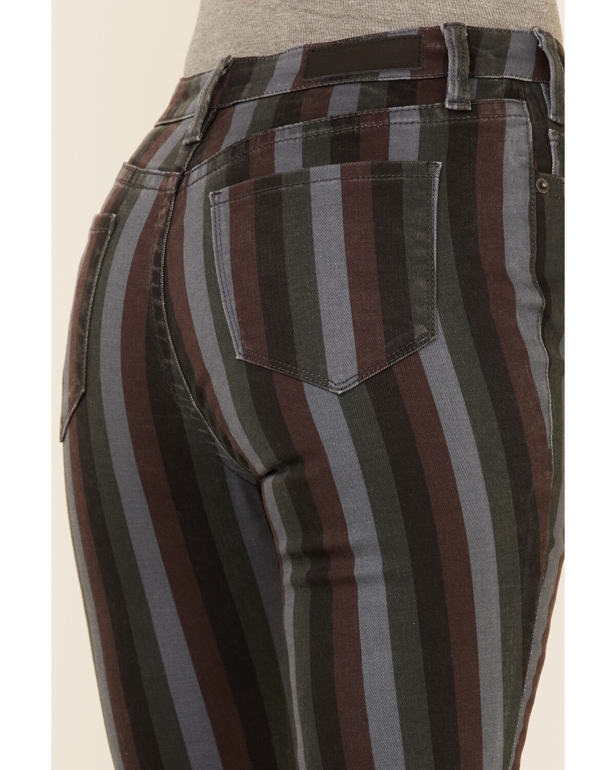 Image #3 - Rock & Roll Denim Women's Striped High Rise Stretch Flare Jeans, , hi-res