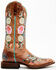Macie Bean Women's Rose Garden Western Boots - Broad Square Toe, Honey, hi-res