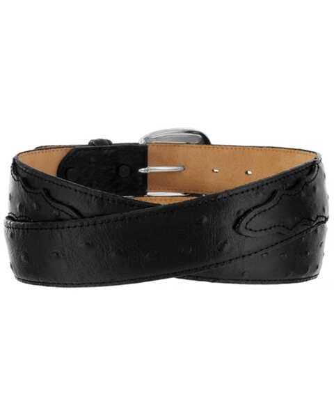 Image #3 - Tony Lama Men's Ostrich Print Leather Belt - Reg & Big, Black, hi-res
