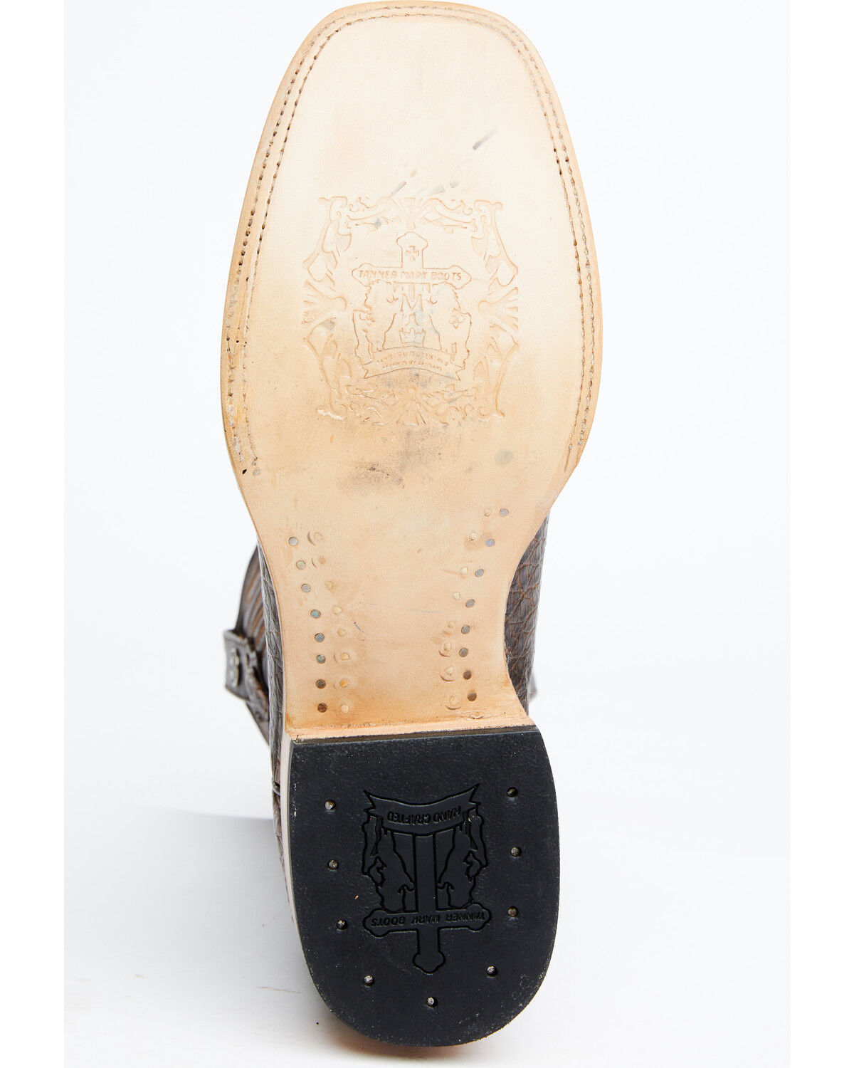 Image #7 - Tanner Mark Men's Shawnee Exotic Caiman Belly Western Boots - Broad Square Toe, Dark Brown, hi-res