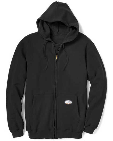 Image #1 - Rasco Men's FR Zip-Front Hooded Work Jacket - Big , Black, hi-res
