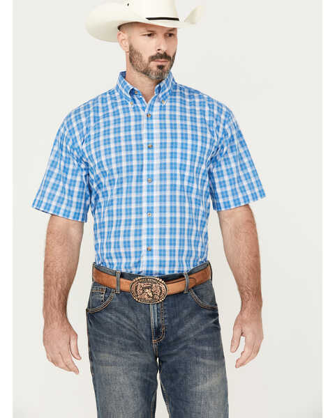Wrangler Riata Men's Assorted Plaid Print Short Sleeve Button-Down Western Shirt, Multi, hi-res