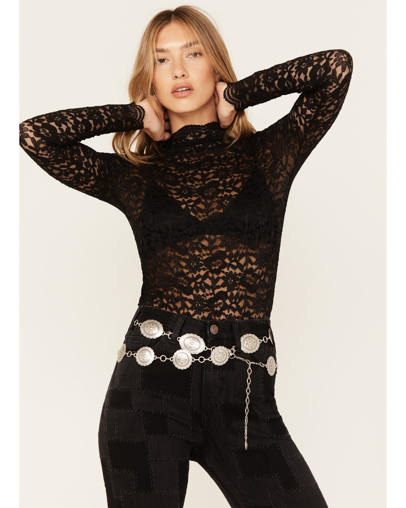Floral lace long sleeve top 2025