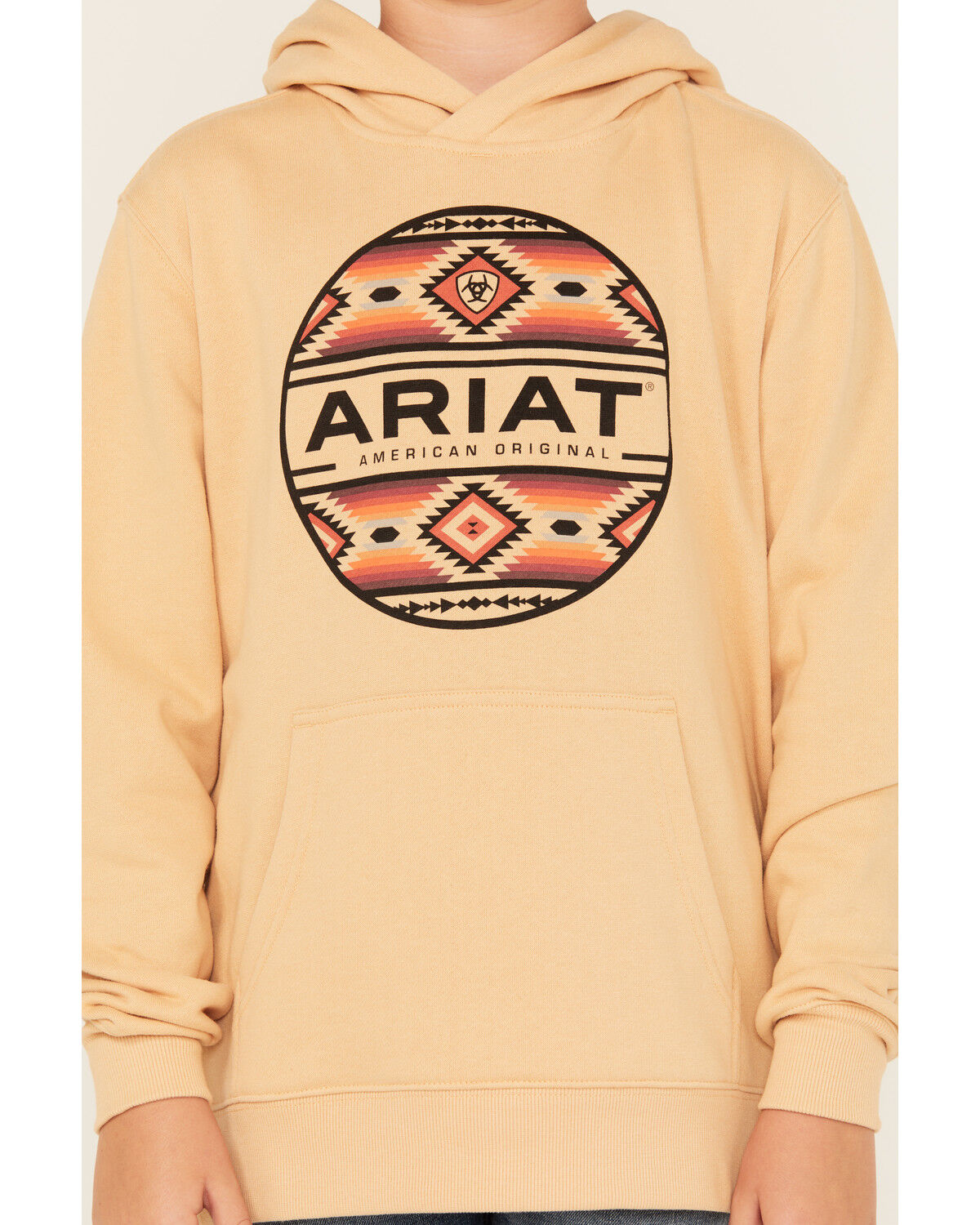 Image #3 - Ariat Boys' Boot Barn Exclusive Canyon Graphic Hooded Sweatshirt, Sand, hi-res
