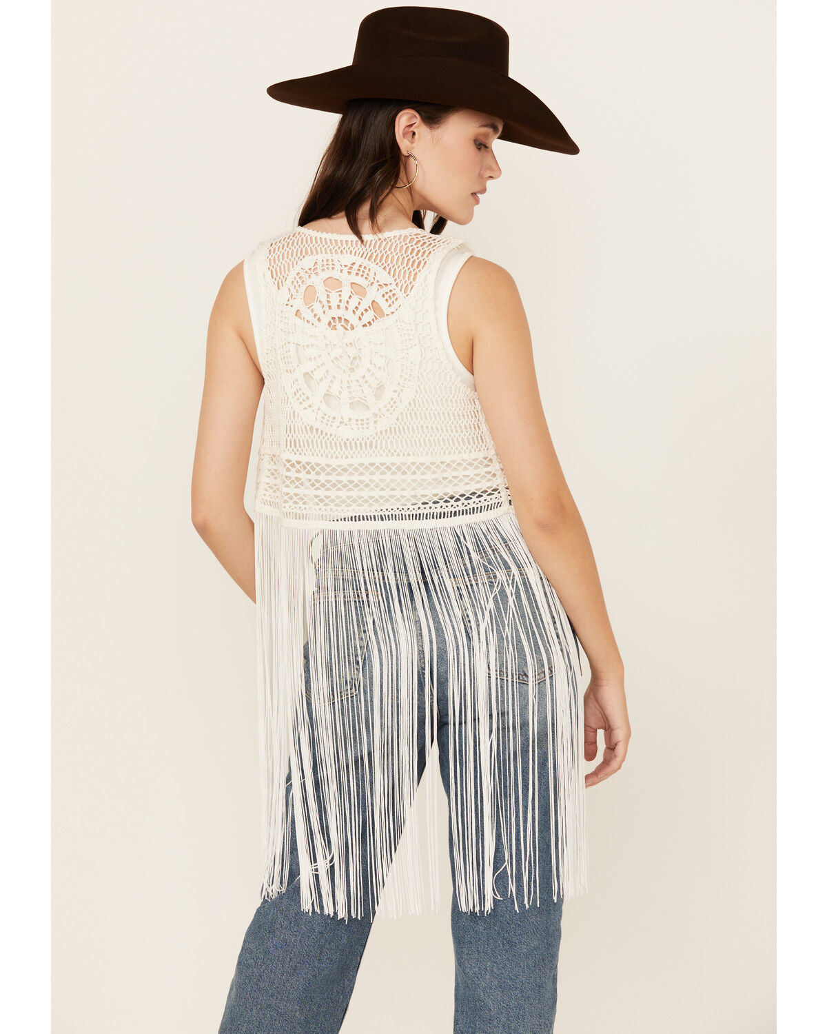 Image #5 - Idyllwind Women's Hawls Crochet Fringe Vest, Ivory, hi-res