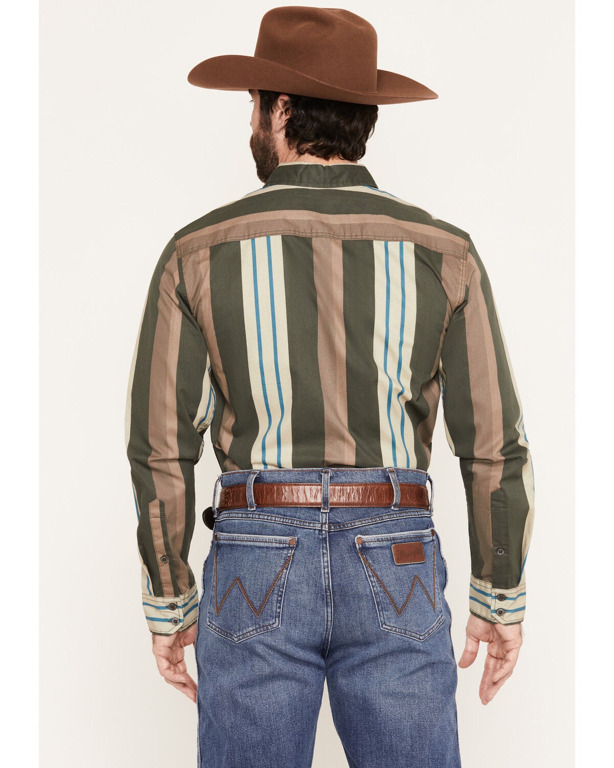 Image #4 - Zach Top X Kimes Ranch Men's Noxx Striped Long Sleeve Button-Down Western Shirt, Green, hi-res