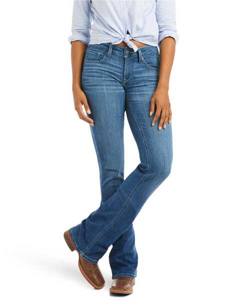 Ariat Women's R.E.A.L Mid Rise Patricia Stretch Main Bootcut Jeans , Blue, hi-res