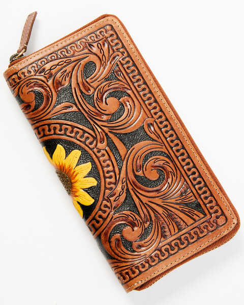 Shyanne Women's Sunflower Tooled Leather Wallet
