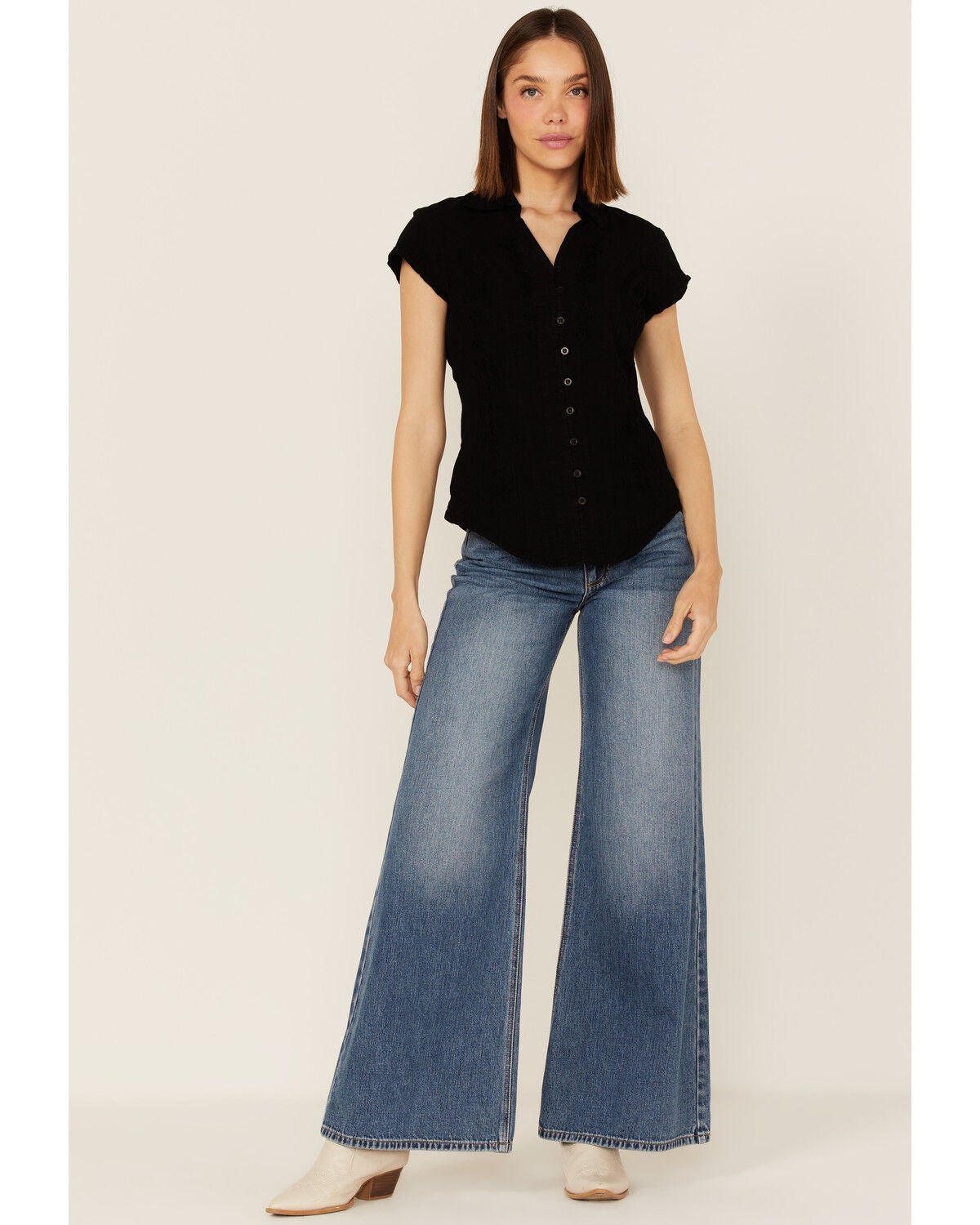 Image #3 - Scully Women's Cap Sleeve Peruvian Cotton Top, Black, hi-res