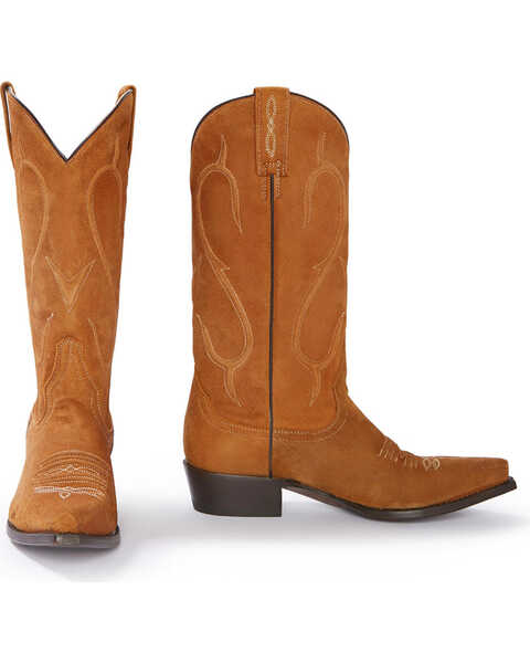 Image #2 - Stetson Women's Reagan Brown Rough Out Western Boots - Snip Toe, Brown, hi-res