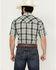 Image #4 - Ely Walker Men's Dobby Plaid Print Short Sleeve Snap Western Shirt, Green, hi-res