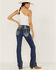 Miss Me Women's Heavy Border Stitch Flap Mid-Rise Bootcut Jeans , Blue, hi-res