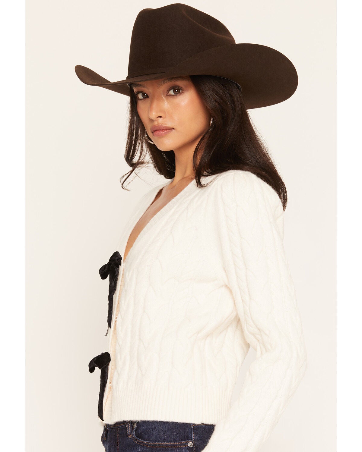 Image #2 - Sadie & Sage Women's Bow Cardigan, Cream, hi-res