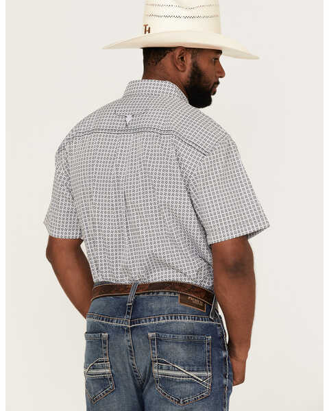 Image #4 - Cowboy Hardware Men's Twisted Adobe Geo Print Button Down Western Shirt , White, hi-res