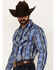 Image #2 - Rock & Roll Denim Men's Southwestern Striped Long Sleeve Pearl Snap Stretch Western Shirt, Blue, hi-res
