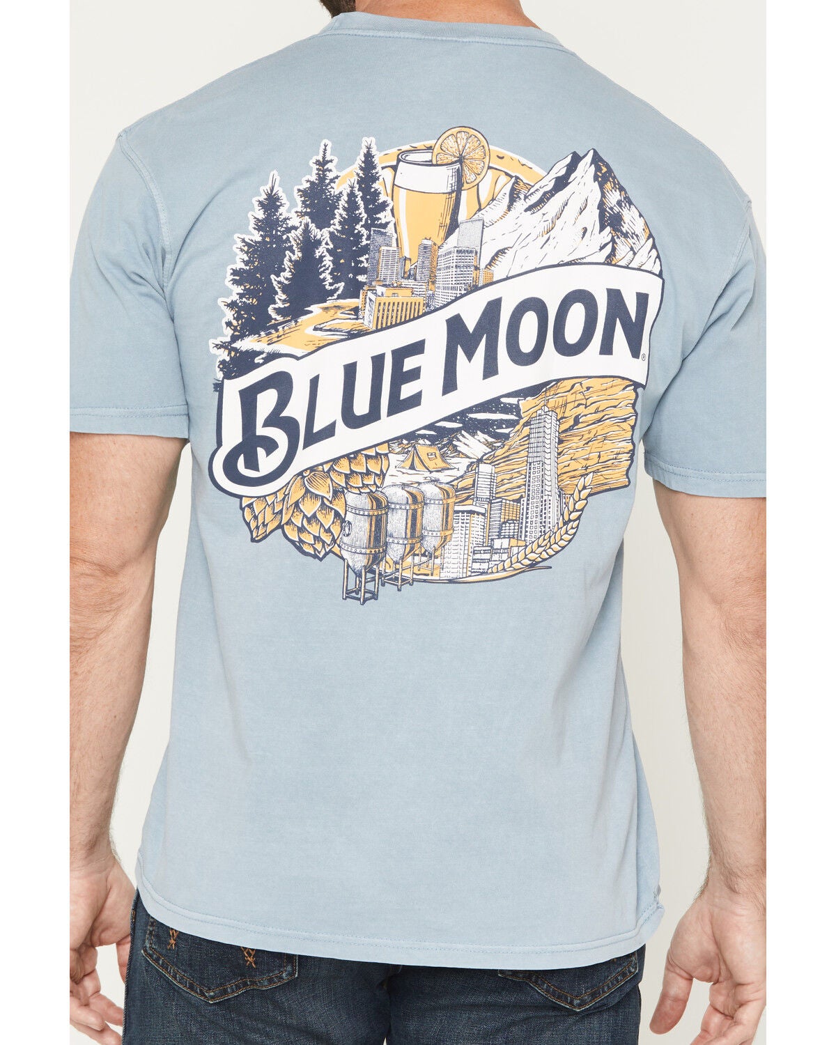 Image #4 - Blue Moon Men's Pocket Patch Short Sleeve Graphic T-Shirt, Light Blue, hi-res
