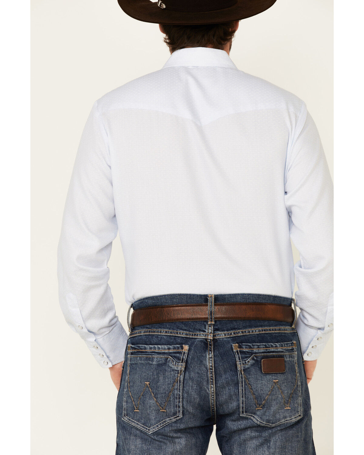 Image #4 - Roper Men's Classic Tone On Tone Solid Long Sleeve Pearl Snap Western Shirt, Light Blue, hi-res