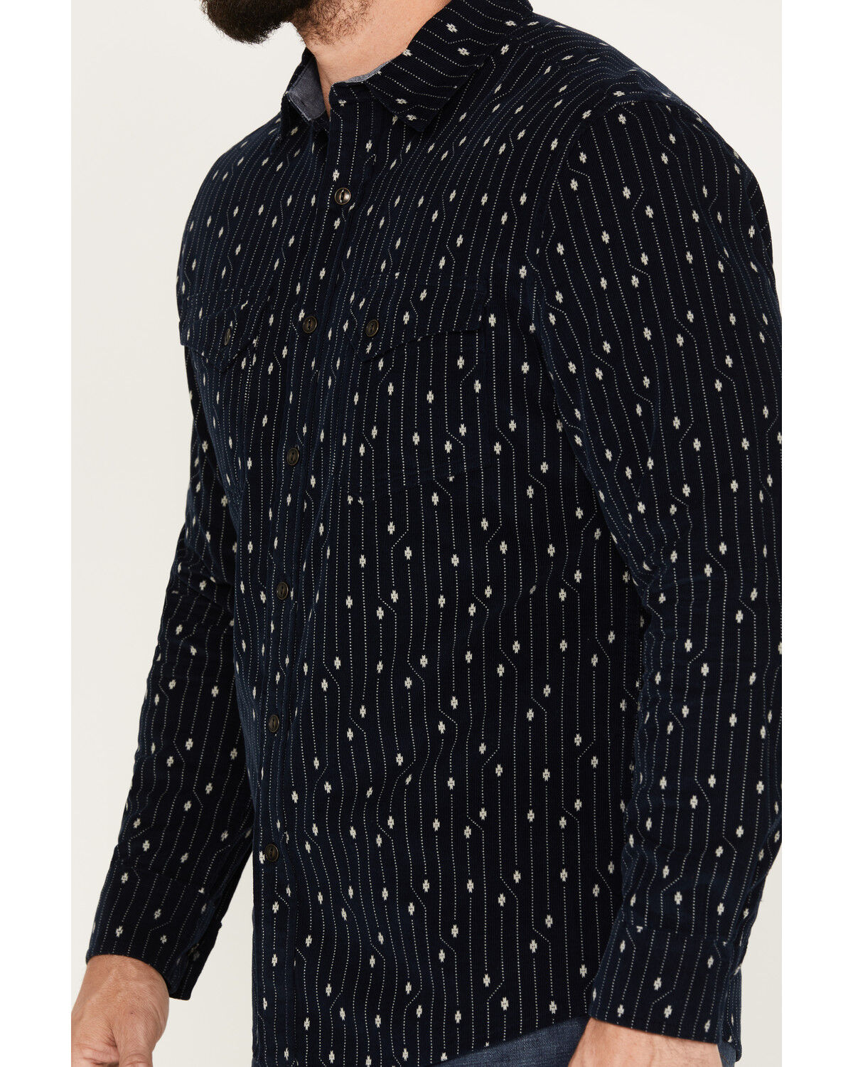 Image #3 - Pendleton Men's Corduroy Long Sleeve Western Snap Shirt, Blue, hi-res