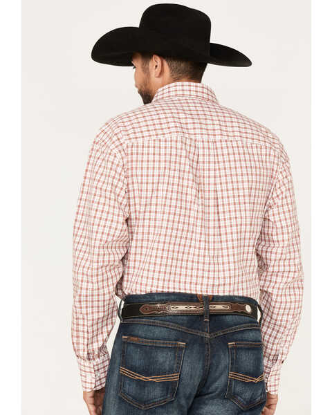 Image #4 - George Strait by Wrangler Men's Long Sleeve Button Down One Pocket Plaid Shirt, Red, hi-res