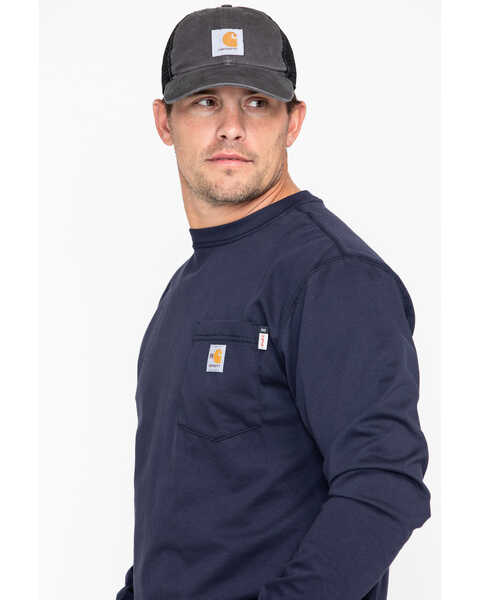 Image #5 - Carhartt Men's FR Long Sleeve Pocket Work Shirt, Navy, hi-res