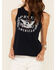 Shyanne Women's Proud American Graphic Crossover Back Tank Top , Navy, hi-res