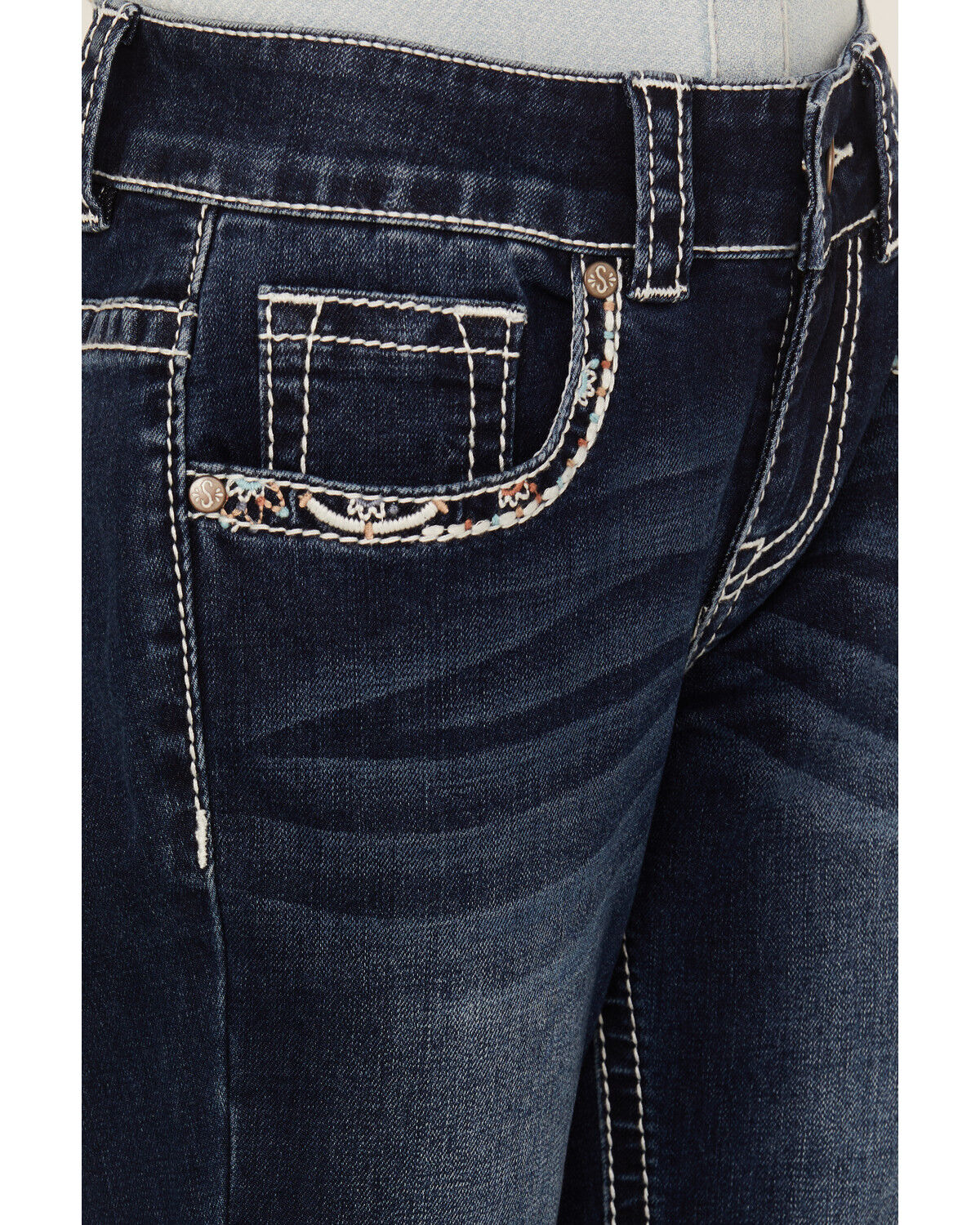 Image #4 - Shyanne Girls' Dreamcatcher Pocket Bootcut Jeans, Blue, hi-res
